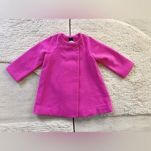 Baby GAP Bright Fuchsia Pink Double Breasted Bow Back Coat Holiday Winter 2-3T